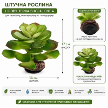 Hobby Terra Succulent 4 Штучна рослина для тераріуму, акватераріуму та палюдаріуму 17см